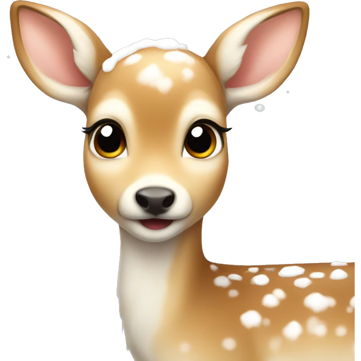 cute light colored fawn with snow on it emoji
