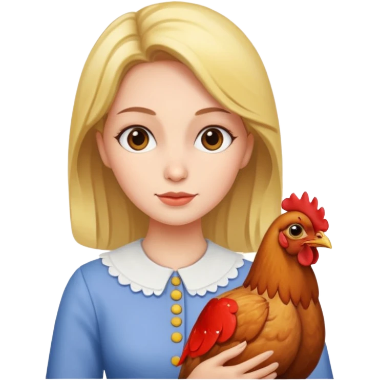 A lady with a chicken emoji