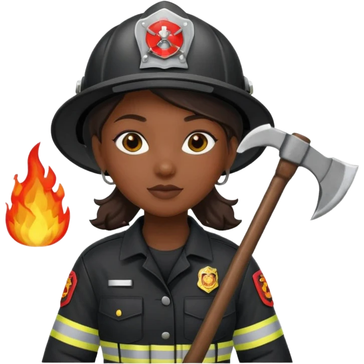 Firefighter girl with Black uniform emoji