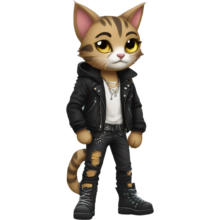 Anthro Punk Cat Full body emoji