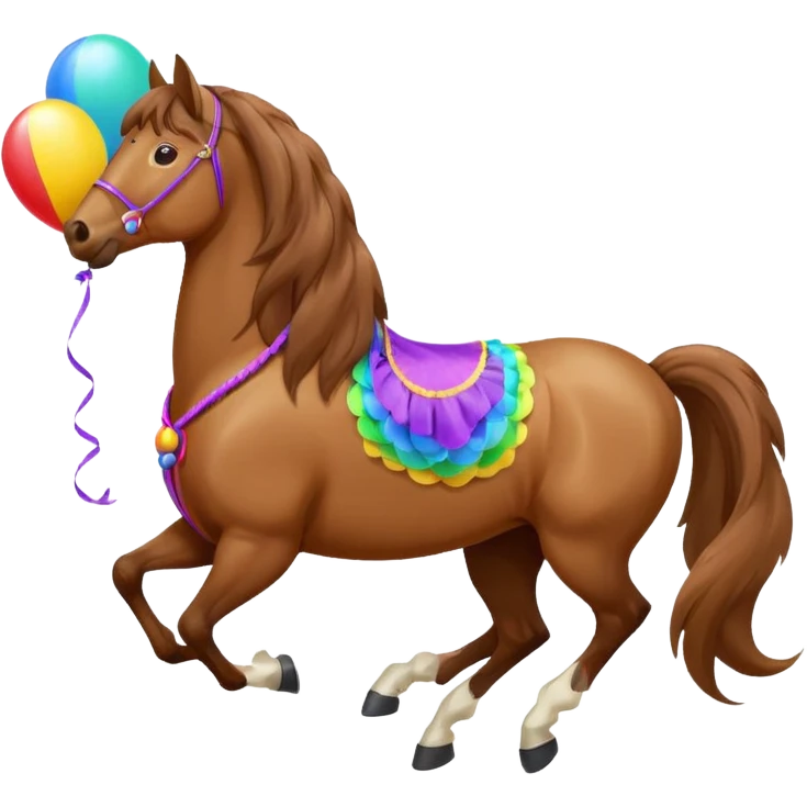 A horse inhaling air from a balloon emoji