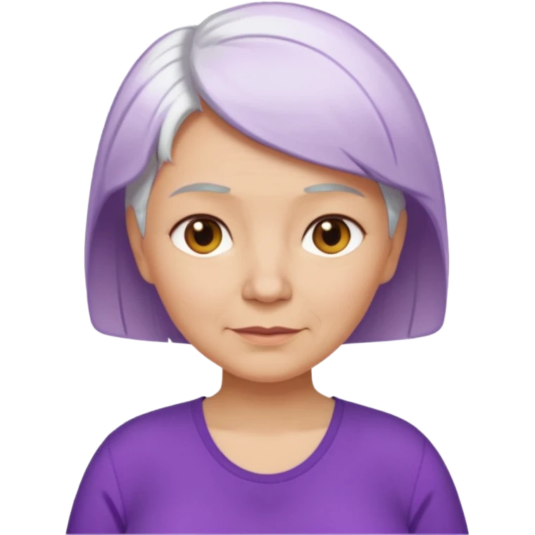 older pregnant woman with short white hair, purple shirt, medium color skin emoji