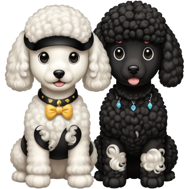 1 poodle blanca y 2 negras emoji