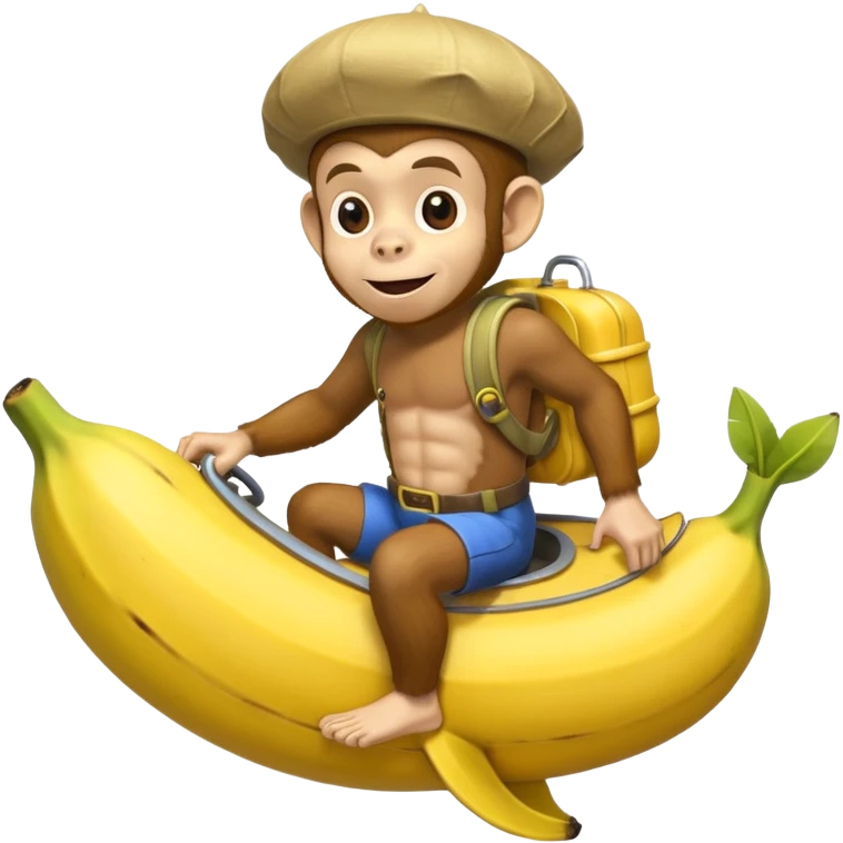 
monkey man riding a banana submarine emoji