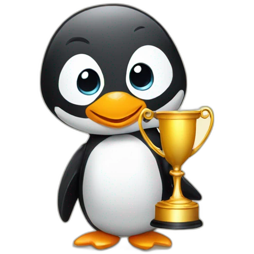 Penguin holding a trophy emoji