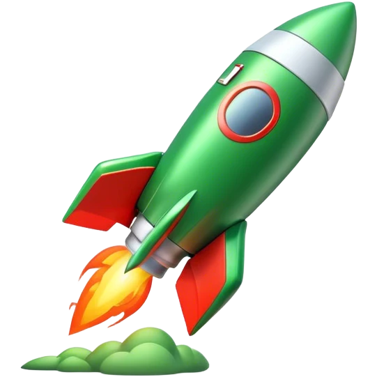 cinematic realistic 3d green Rocket signboard emoji
