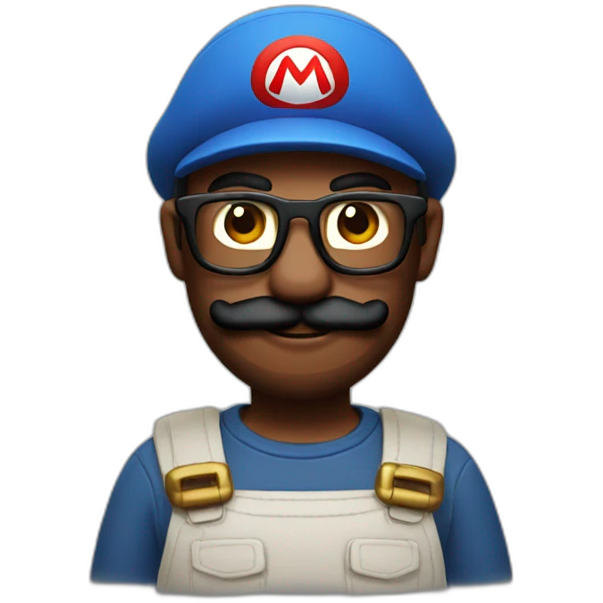 Mario as a hipster developer emoji