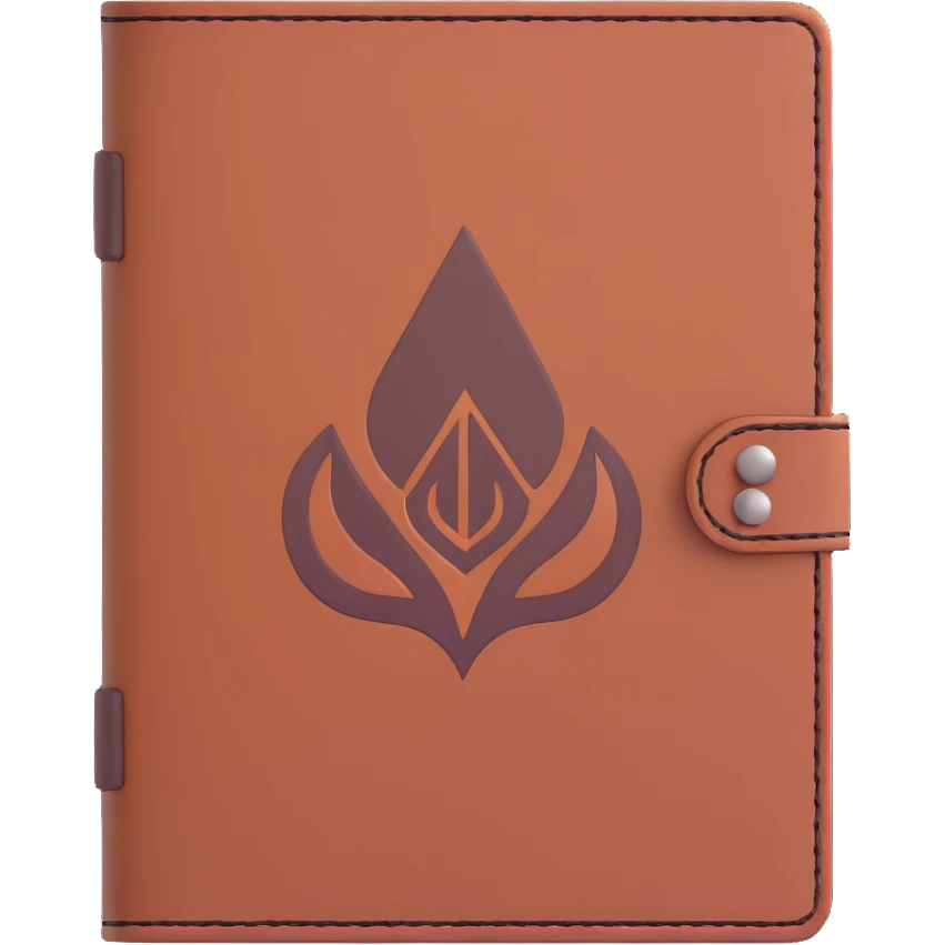 leather journal with MAKAR logo on cover emoji