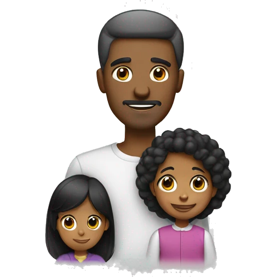 familia hombre pelo negro, padre e hija pelo negro emoji