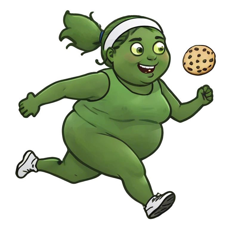 fat girl running to cookie emoji