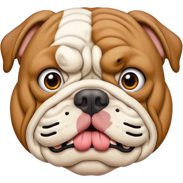 english bulldog with a 'need help' sign in its mouth emoji