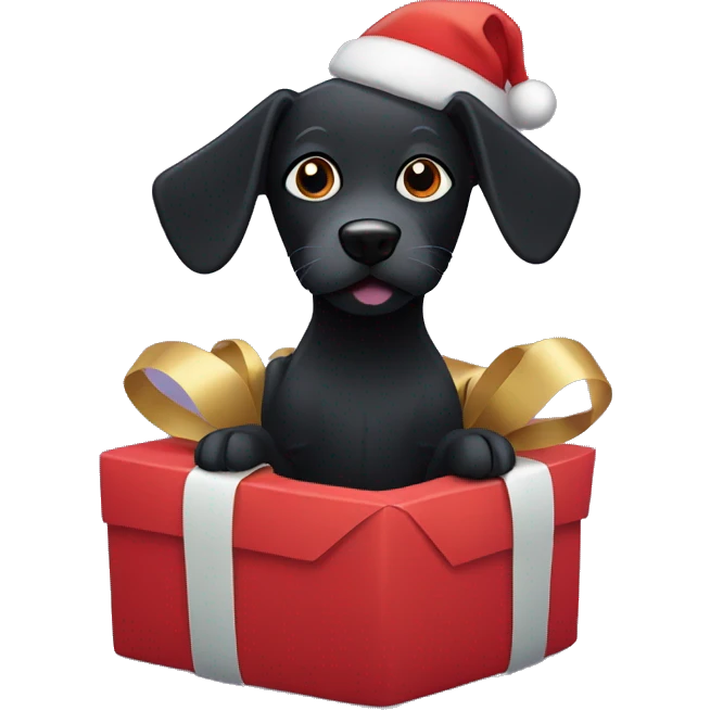 Black dog wrapped up like a Christmas present  emoji