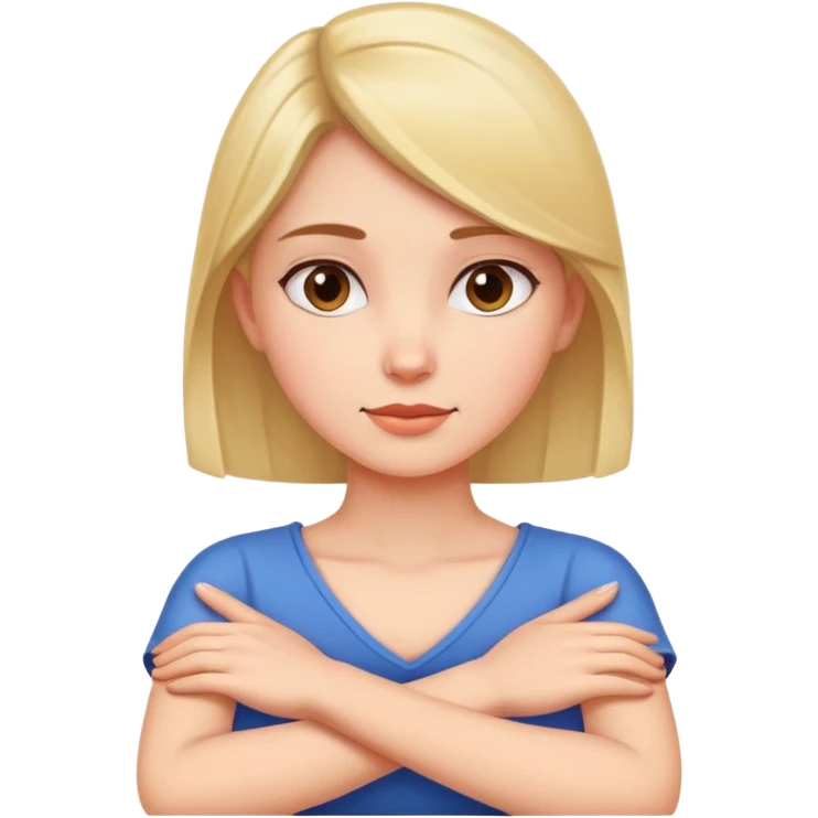 Girl with arms crossed hands around neck emoji
