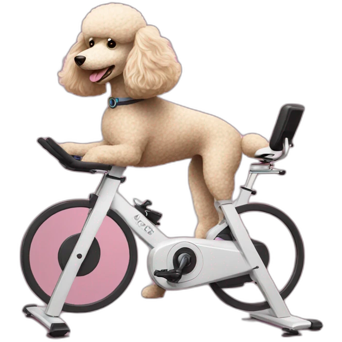 Poodle on a spin bike emoji