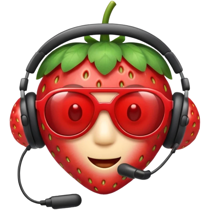 Cute strawberry wearing headset and shades emoji