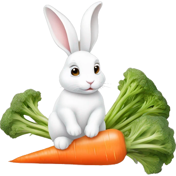 white bunny sitting on a carrot emoji