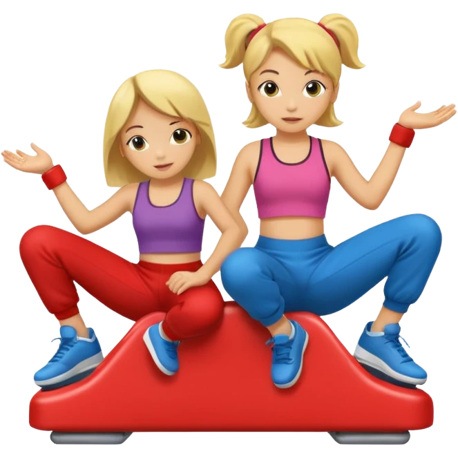 2 girls sitting in breakdance ride of fair  emoji
