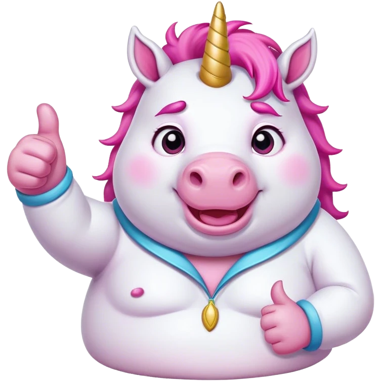 Chubby unicorn giving a thumbs up emoji