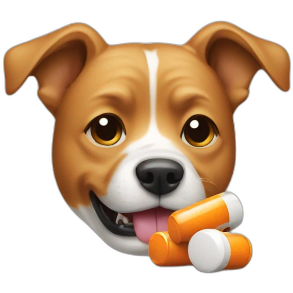 Dog eating pill emoji