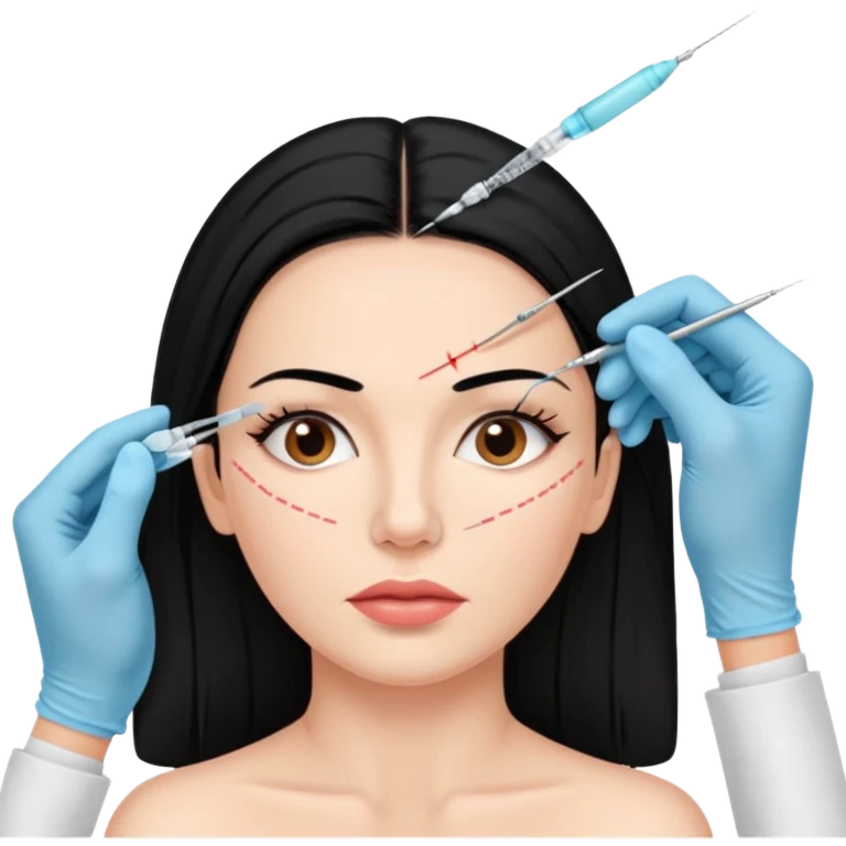 spanish woman black hair doing botox procedure on the face emoji