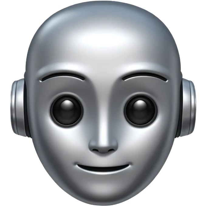 ai robot emoji, metallic, friendly expression emoji