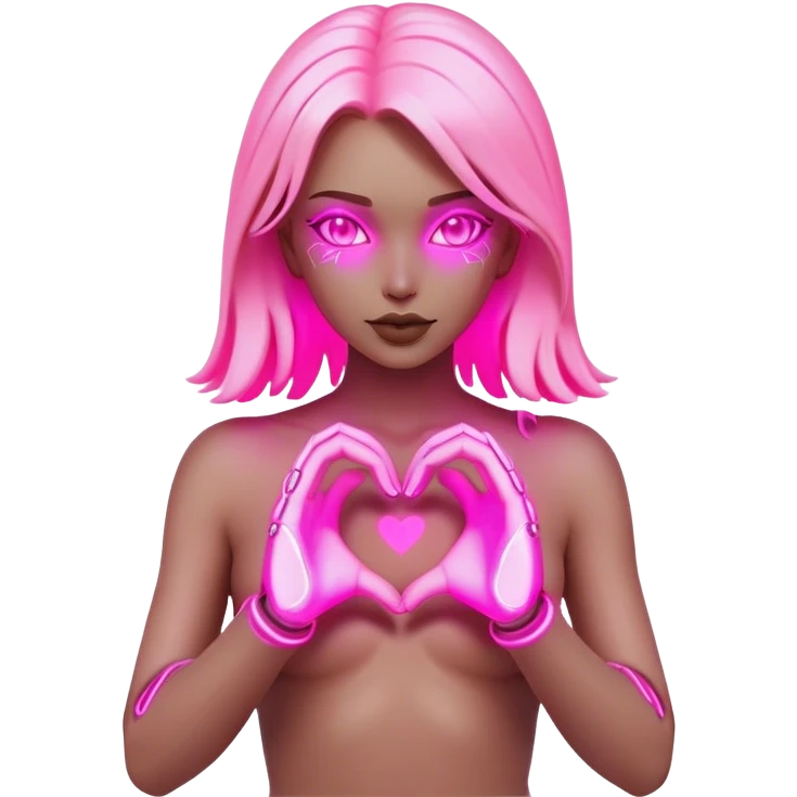 Neon cyberpunk style 

heart made of female neon hands emoji