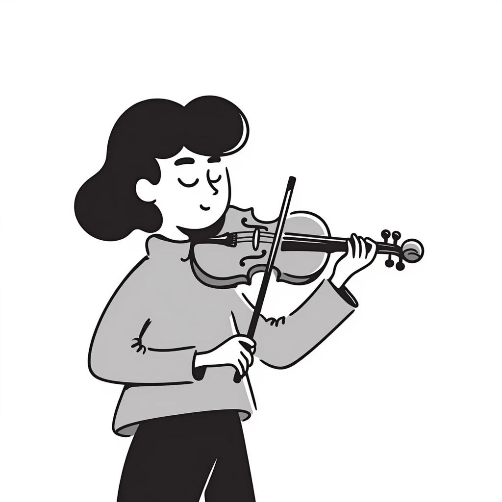 melancholic violinist looking up at the sky thinking emoji