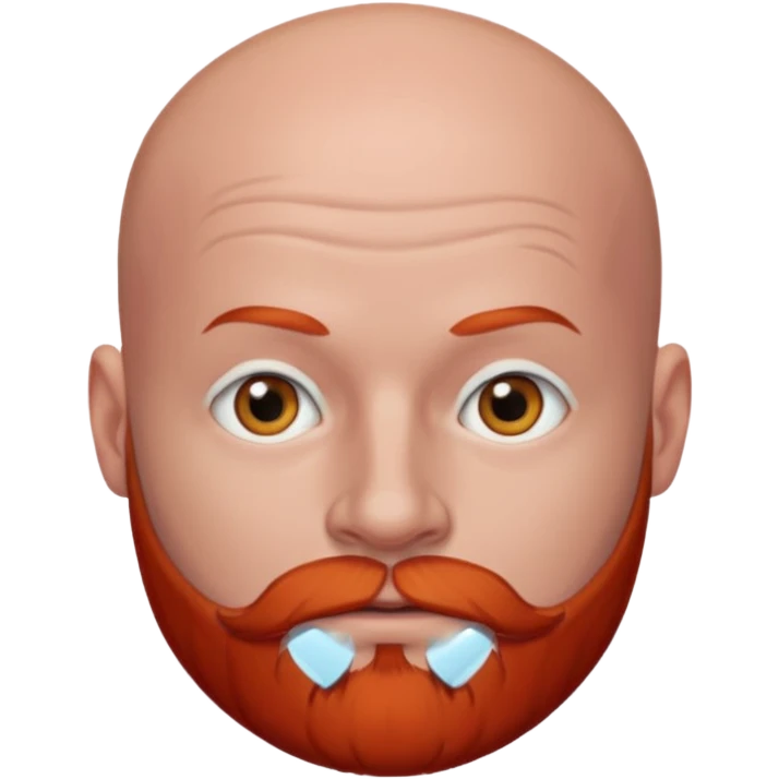 Bald, silver eyes, red beard emoji