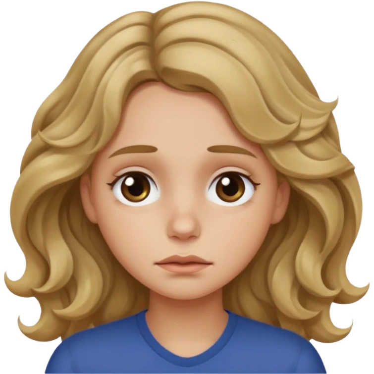 Exhausted dark blonde girl with waves emoji