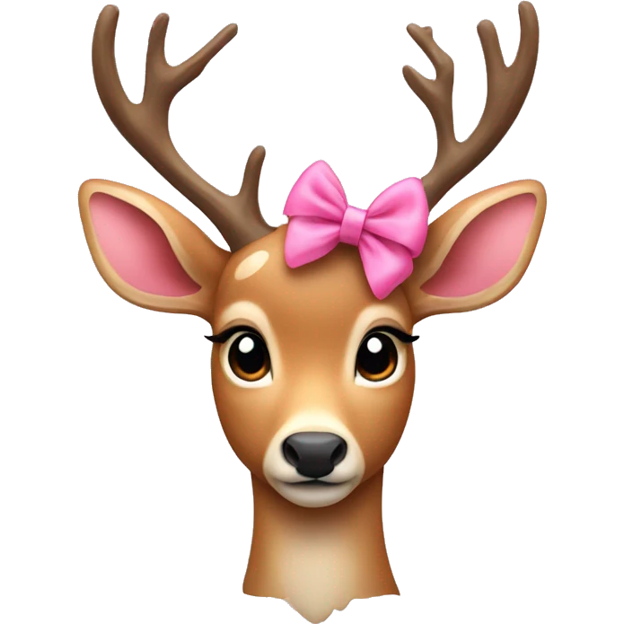 pretty deer with pink bow to the side of its head  emoji