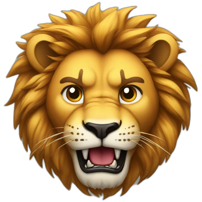 Angry Lion wearing a fitted colorful button up shirt emoji