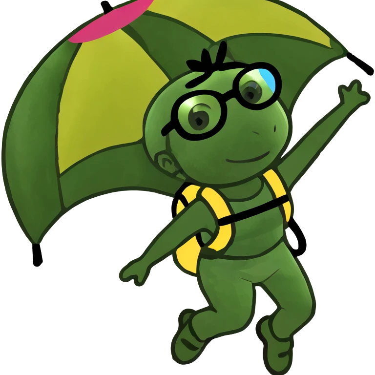 girl jump with a parachute  emoji