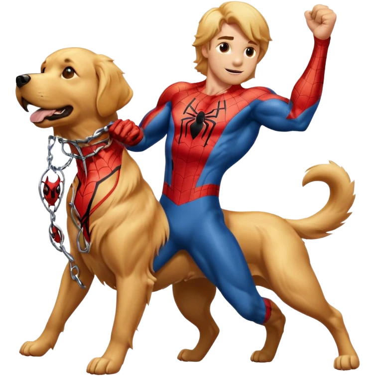 The amazing Spider-Man with a golden retriever emoji