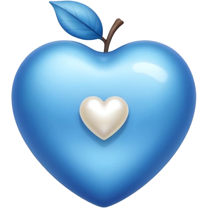 blue heart with a pearl inside, apple emoji style emoji