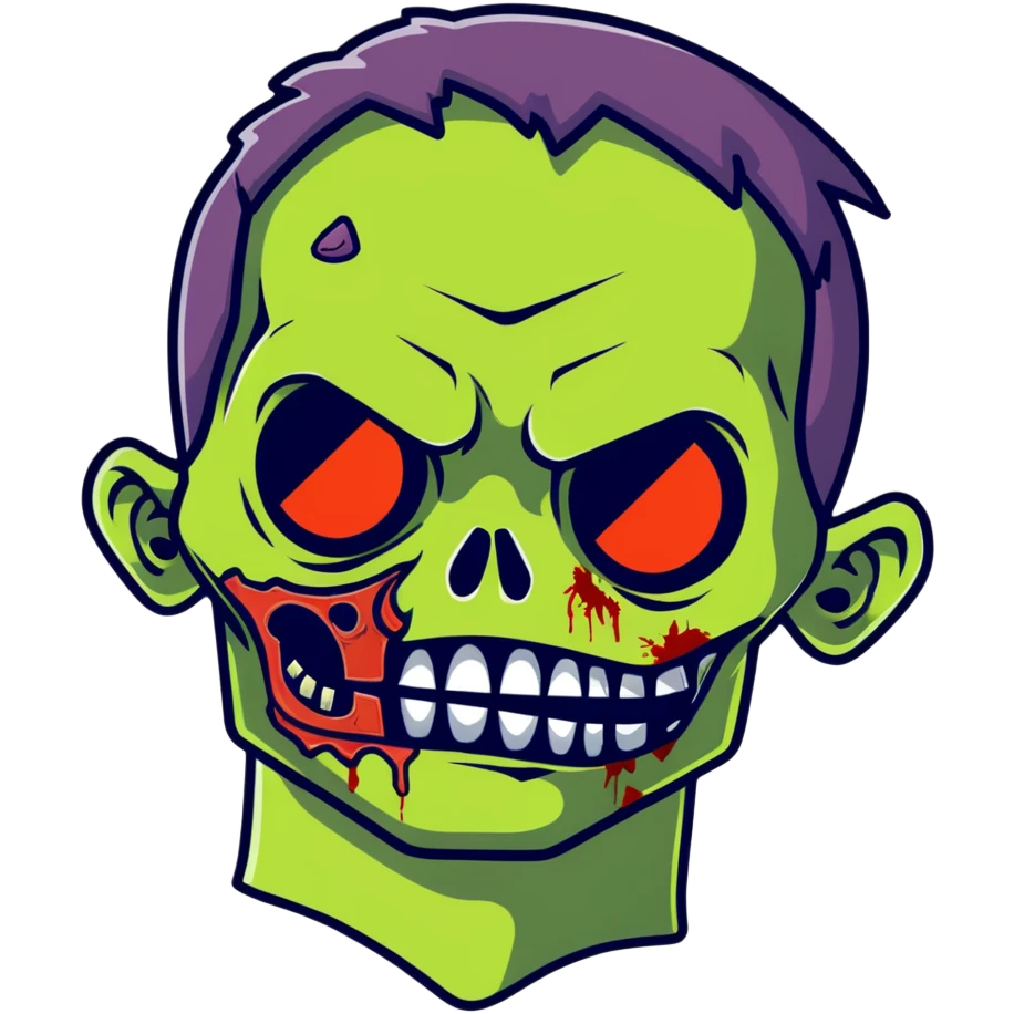zombie cartoon face with white outline emoji