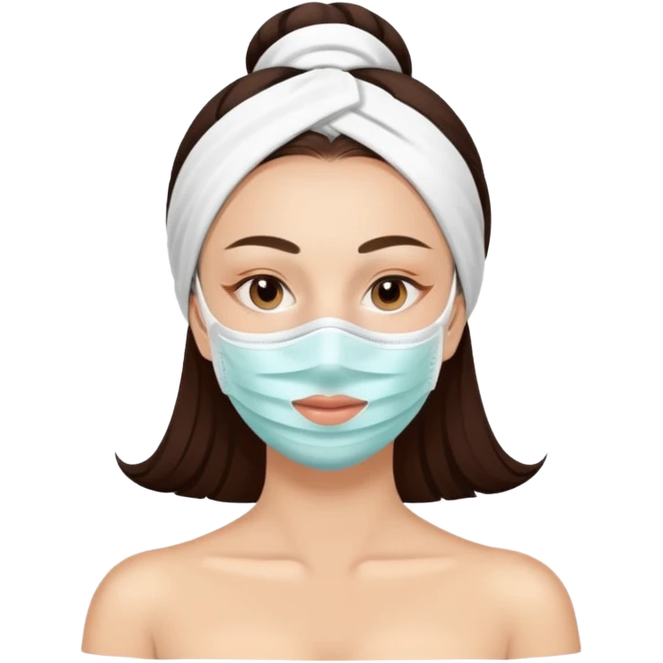 Lady with face mask spa beauty full face relaxing emoji