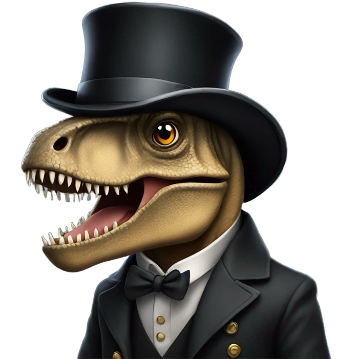T. rex with a top hat emoji