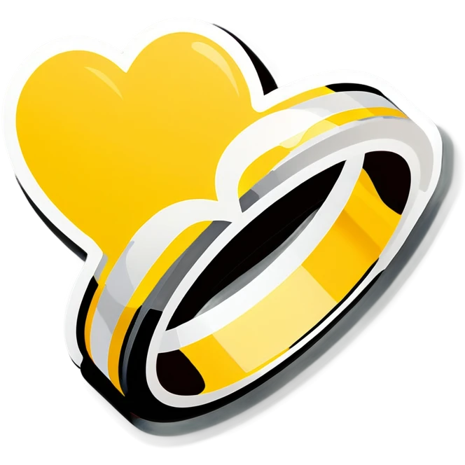 Wedding ring with white and yellow heart  emoji