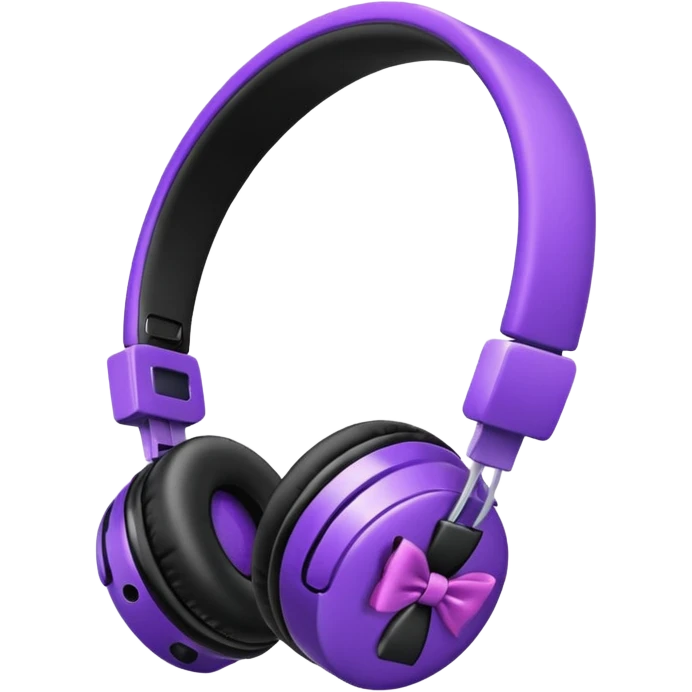 apple headphoness with bow on the right side black and purple  emoji