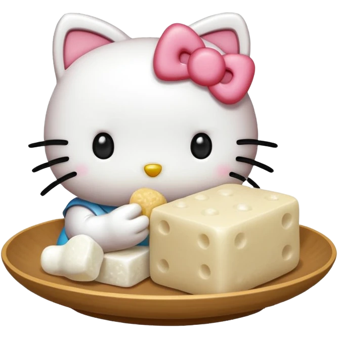 Hello Kitty eating mochi tofu emoji
