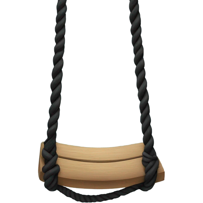 black rope swing hanging from a door with black rope with two giant holes emoji
