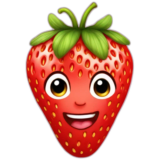 Strawberry with a cute baby face coming out on top emoji