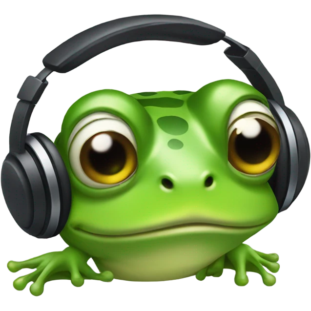 Frog with headphones  emoji
