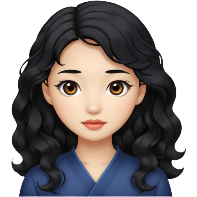 Beautiful girl,Black hair,wavy hair，long hair,Black eyes,Chinese emoji
