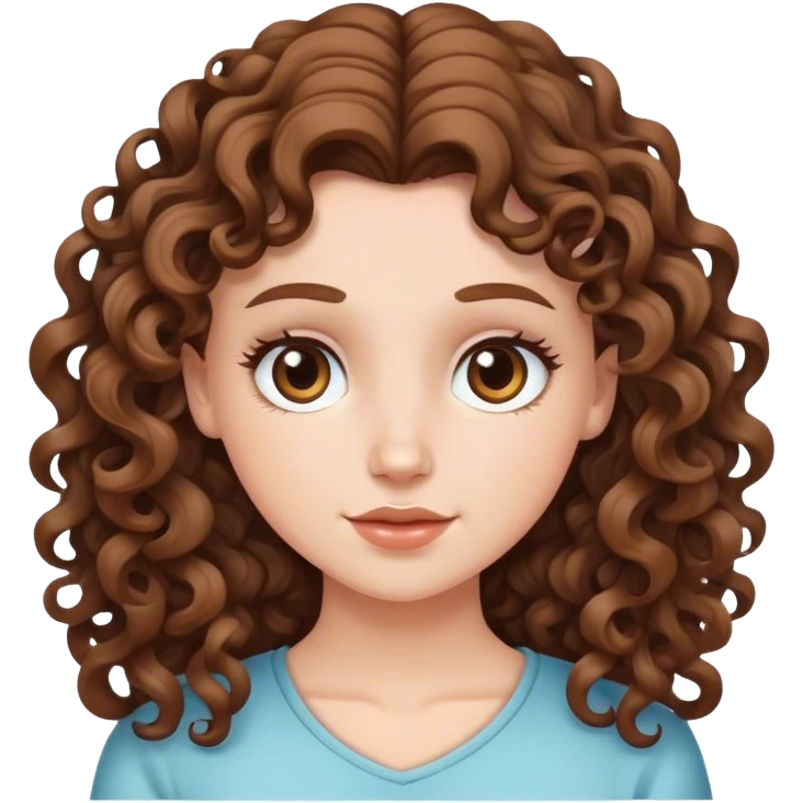 Curly long brown hair white girl  emoji