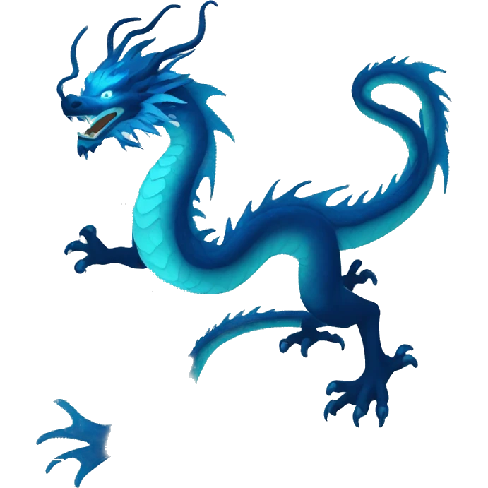 blue chinese dragon, full body silhouette, blue energy emoji