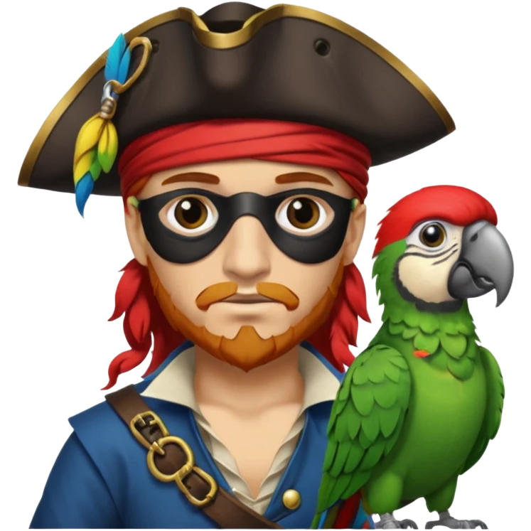 pirate with eye patch and parrot emoji
