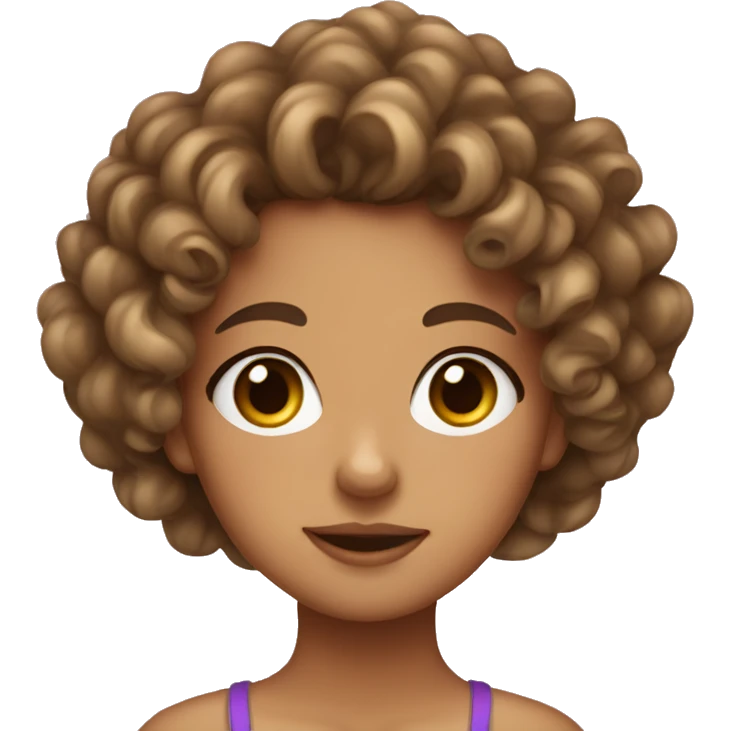 tan curly hair girl with brown eyes with a bow emoji