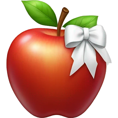 A red Apple with a white bow on the stem emoji