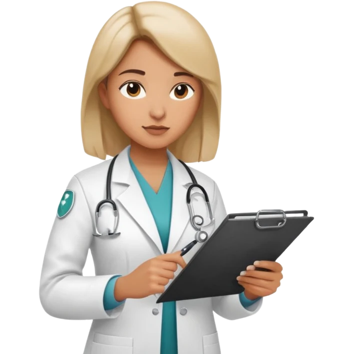 woman medic signing contract for job emoji